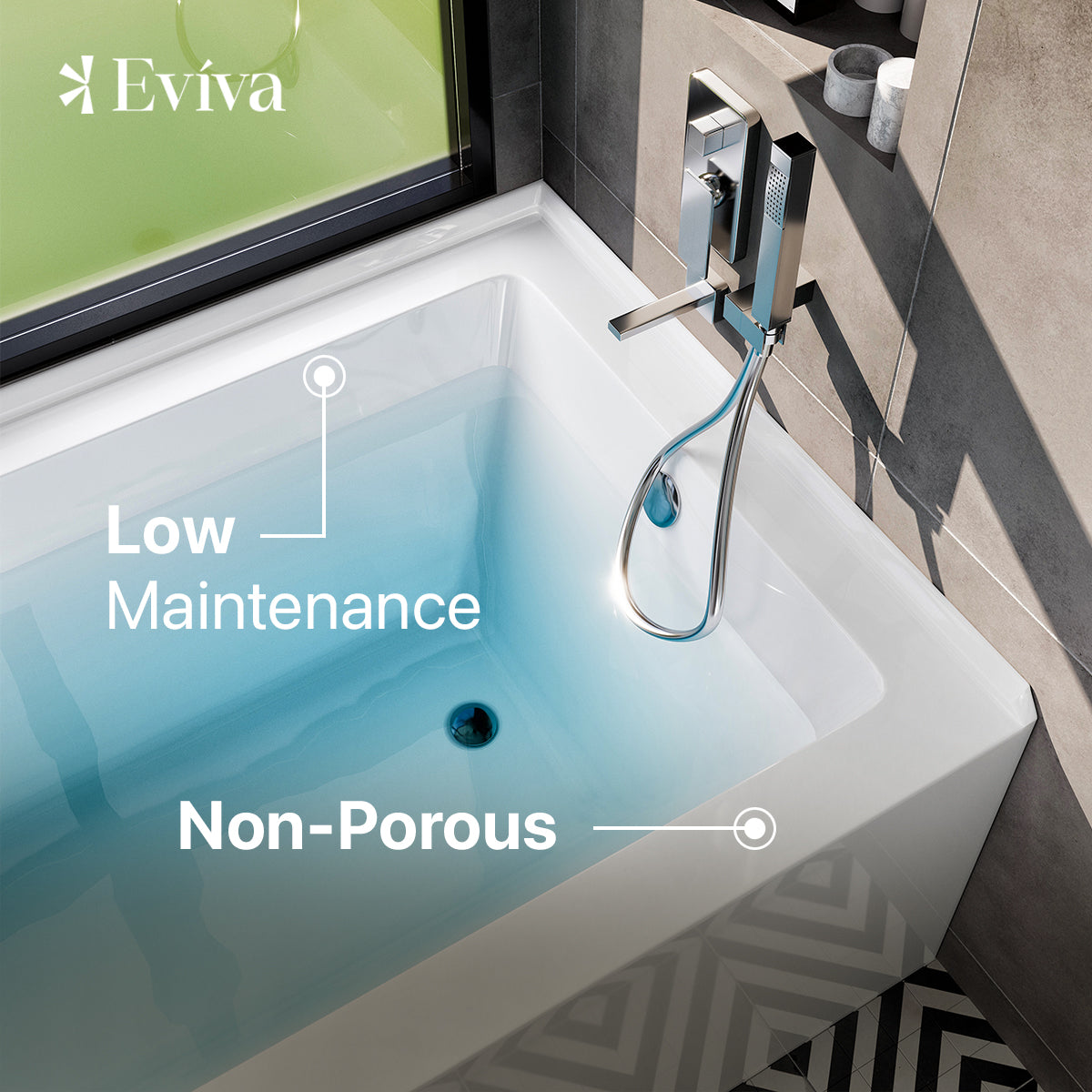 Eviva Nova Alcove 60 in. Acrylic Bathtub with Right Hand Drain