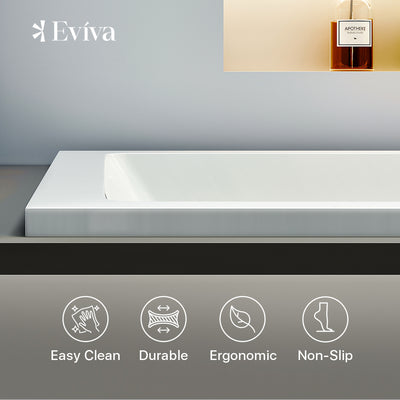 Eviva Teddy Drop-in Acrylic Bathtub 59" x 31.5" White (No Drain)