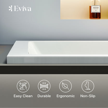 Eviva Teddy 59" Glossy White Rectangle Acrylic Drop In Bathtub