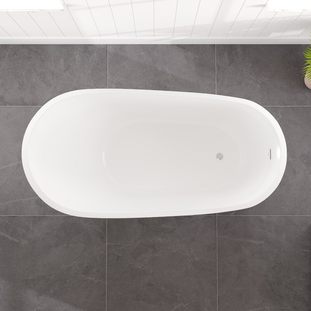 Eviva Luna 60" Glossy White Acrylic Slipper Freestanding Bathtub