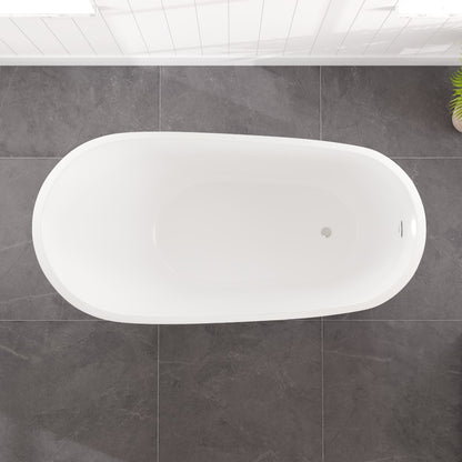 Eviva Luna 60" Glossy White Acrylic Slipper Freestanding Bathtub