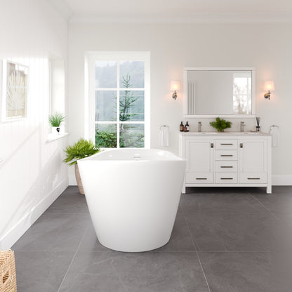 Eviva Luna 60" Glossy White Acrylic Slipper Freestanding Bathtub