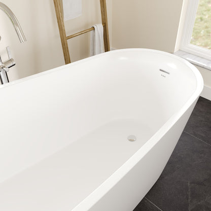 Eviva Luna 67" Glossy White Acrylic Slipper Freestanding Bathtub