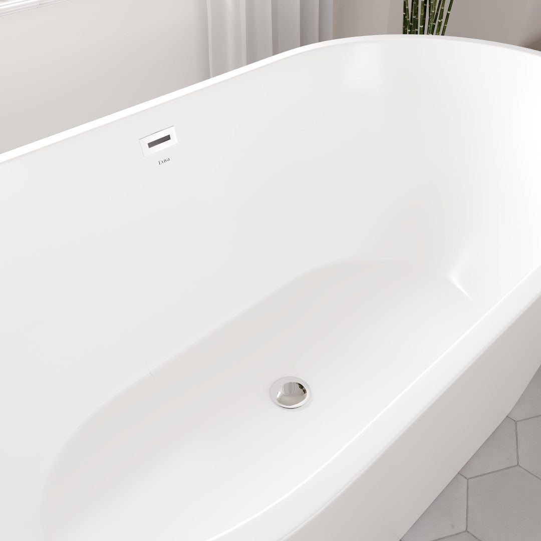 Eviva Aura 60" Glossy White Acrylic Oval Freestanding Bathtub