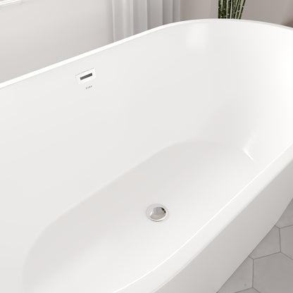 Eviva Aura 60" Glossy White Acrylic Oval Freestanding Bathtub