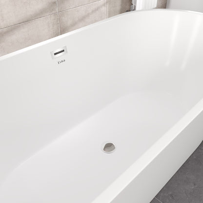 Eviva Aura 67" Glossy White Acrylic Oval Freestanding Bathtub