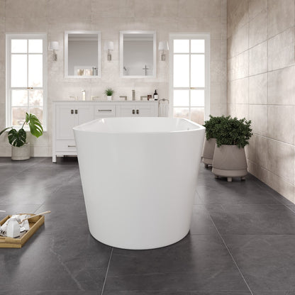 Eviva Aura 67" Glossy White Acrylic Oval Freestanding Bathtub