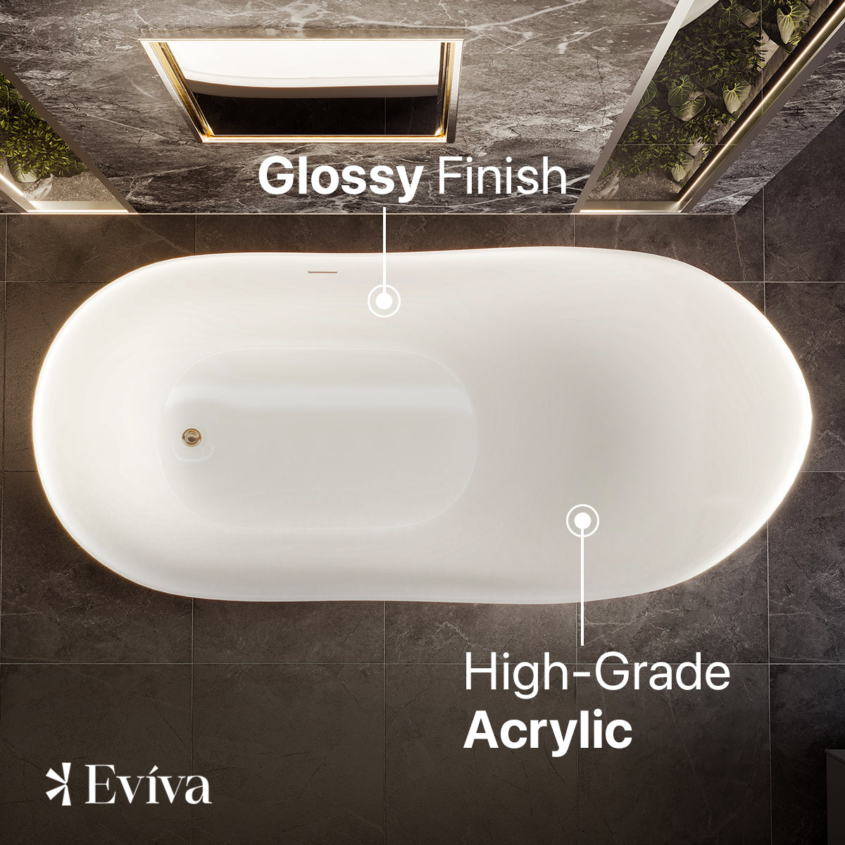 Eviva Lisa Free Standing 67" Acrylic Bathtub