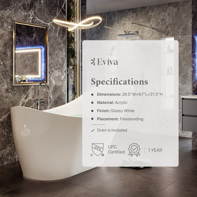 Eviva Lisa Free Standing 67" Acrylic Bathtub