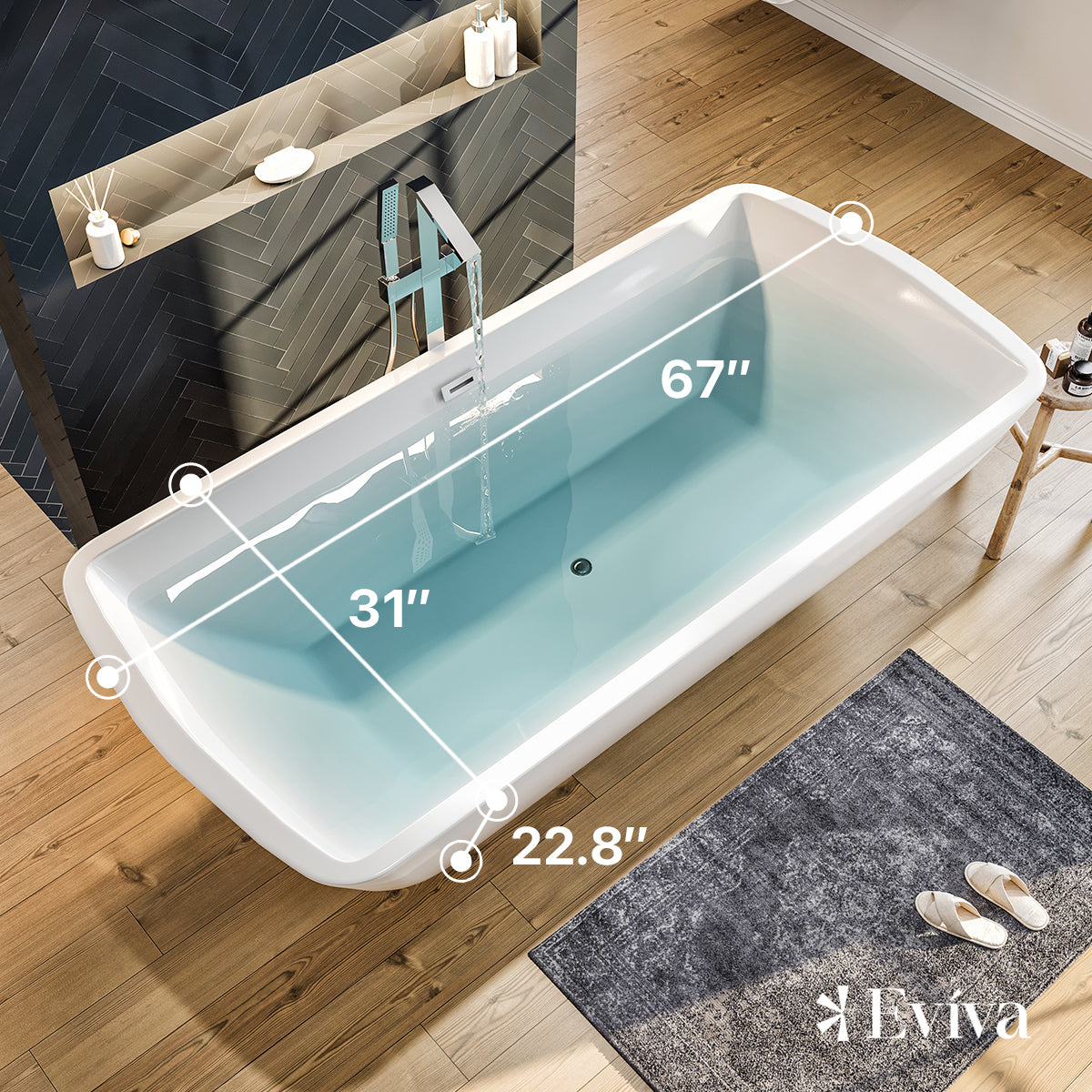 Eviva Atlantis Free Standing 67" Acrylic Bathtub