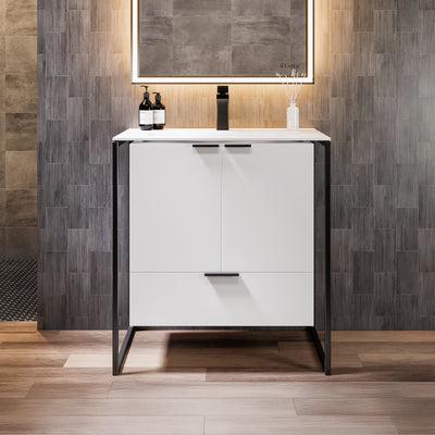 Onyx Fusion Bathroom Vanity (White) (25")