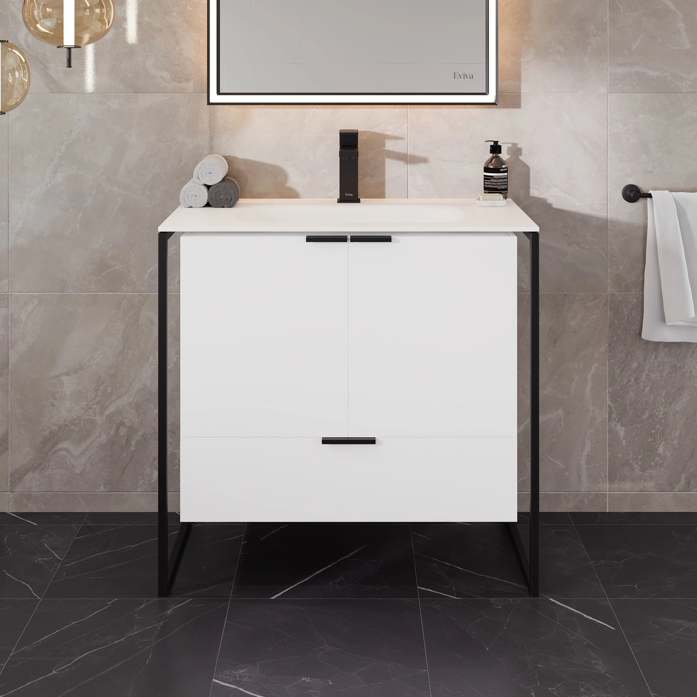 Onyx Fusion Bathroom Vanity (White) (34")