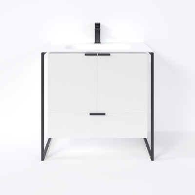 Onyx Fusion Bathroom Vanity (White) (34")