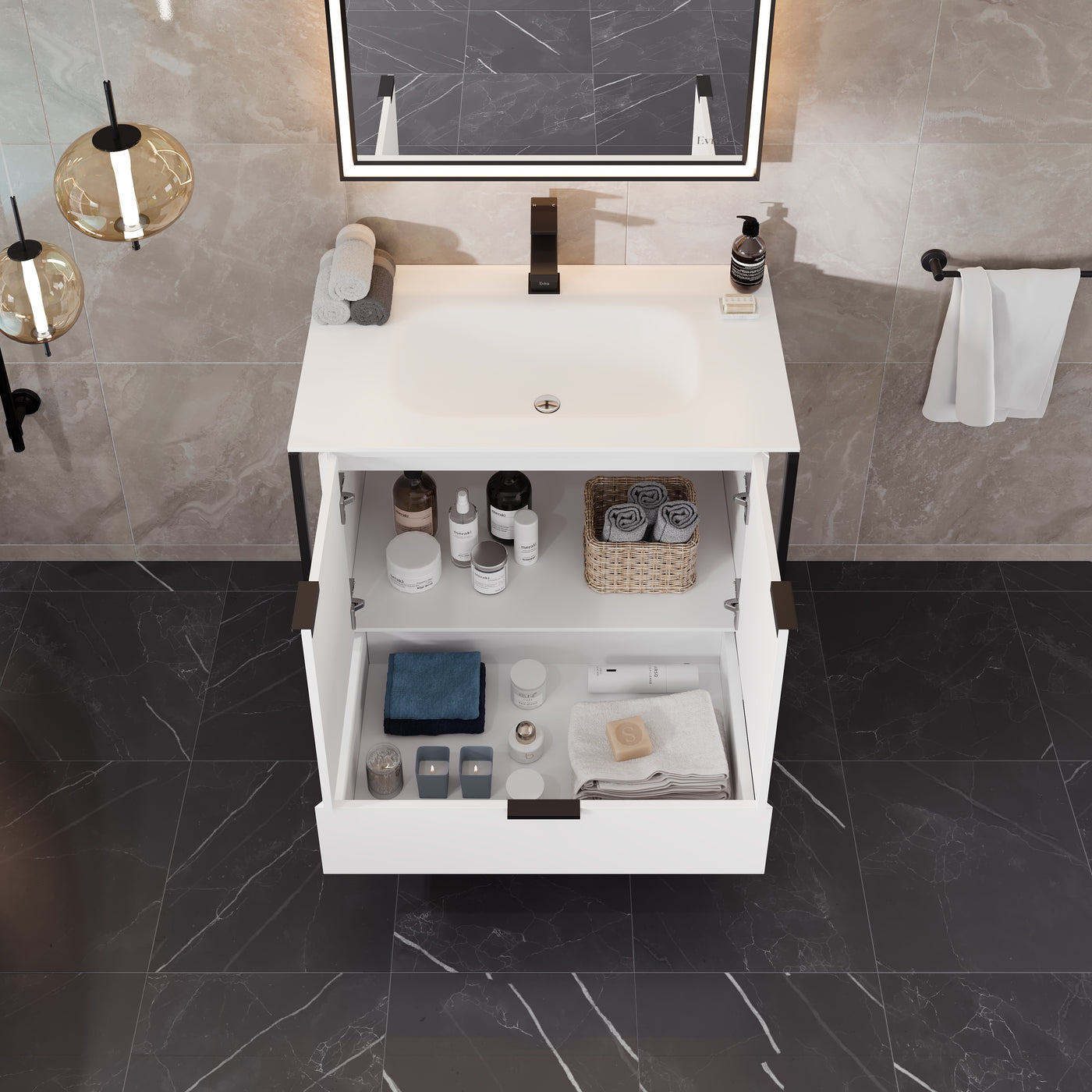 Onyx Fusion Bathroom Vanity (White) (34")