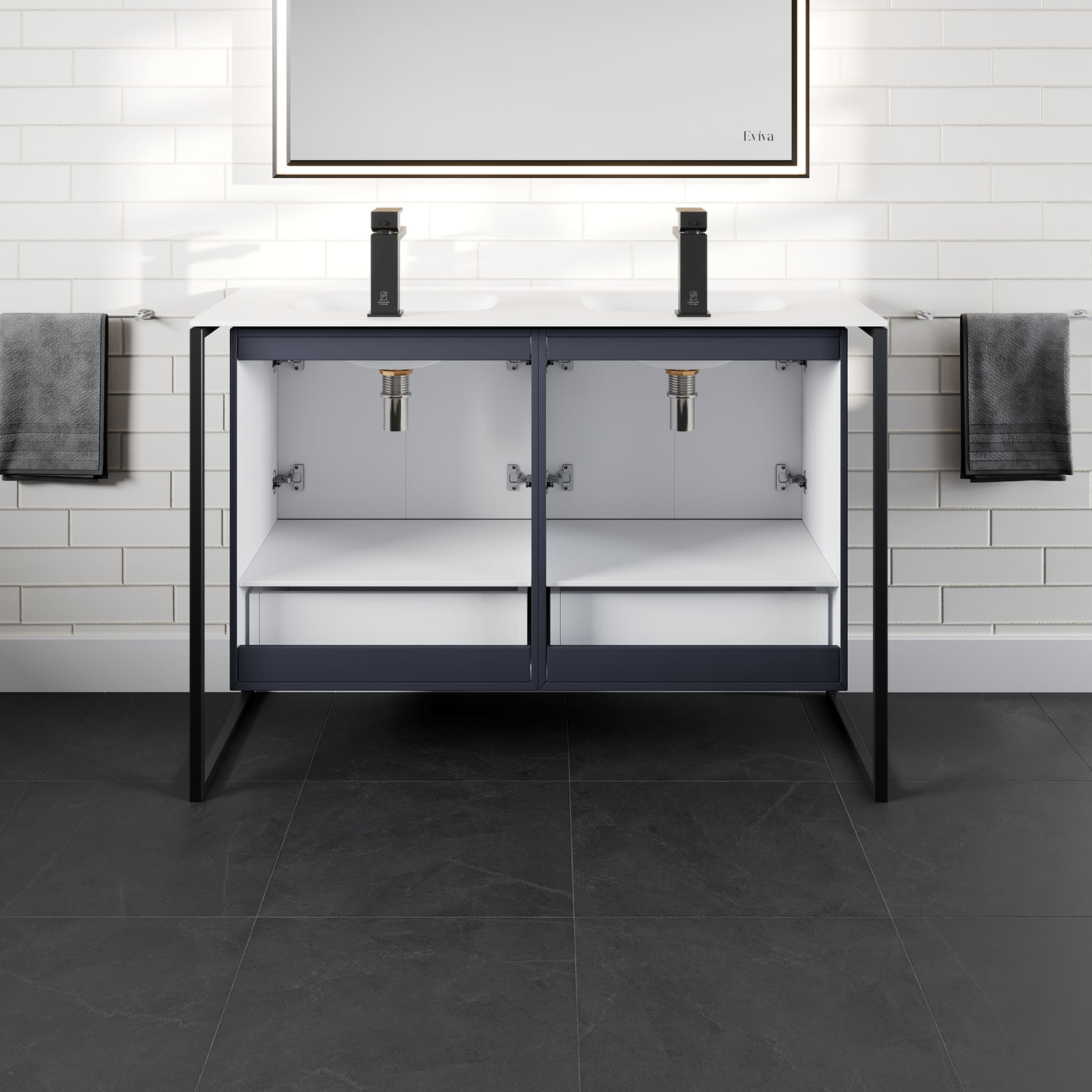 Onyx Fusion Double Sink Bathroom Vanity (Blue) (48")