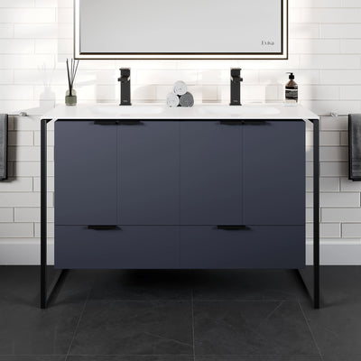 Onyx Fusion Double Sink Bathroom Vanity (Blue) (48")