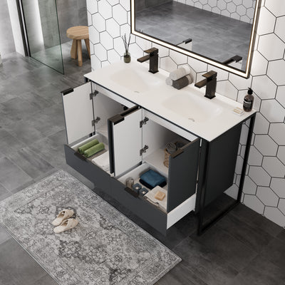 Onyx Fusion Double Sink Bathroom Vanity (Gray) (48")