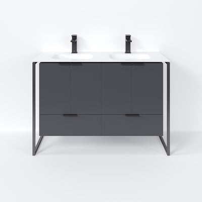 Onyx Fusion Double Sink Bathroom Vanity (Gray) (48")