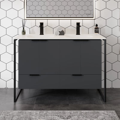 Onyx Fusion Double Sink Bathroom Vanity (Gray) (48")