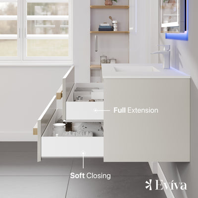 Element 44"W x 20"D White Wall Mount Bathroom Vanity with White Solid Surface Countertop and Integrated Sink