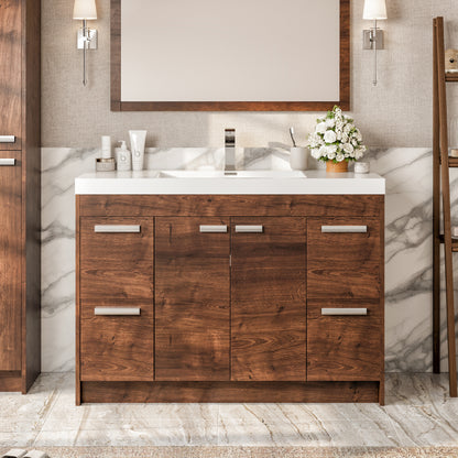 Lugano 48 in. Rosewood Single Sink Bath Vanity with Acrylic Top and Integrated Sink