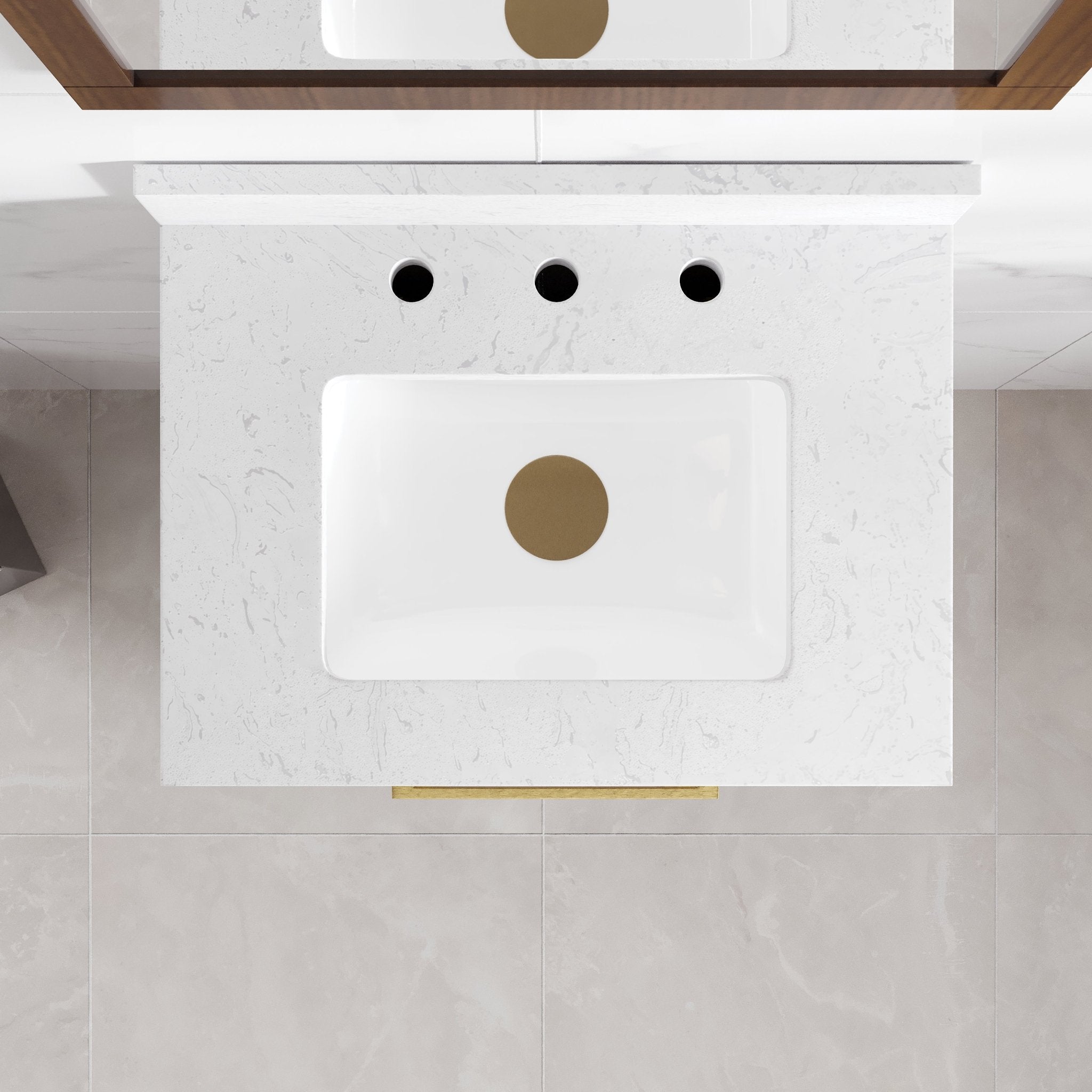 Nora 24 in. Walnut Single Sink Bath Vanity with Arabescato Engineered Stone Top and Undermount Porcelain Sink - Bathroom Vanity by Eviva