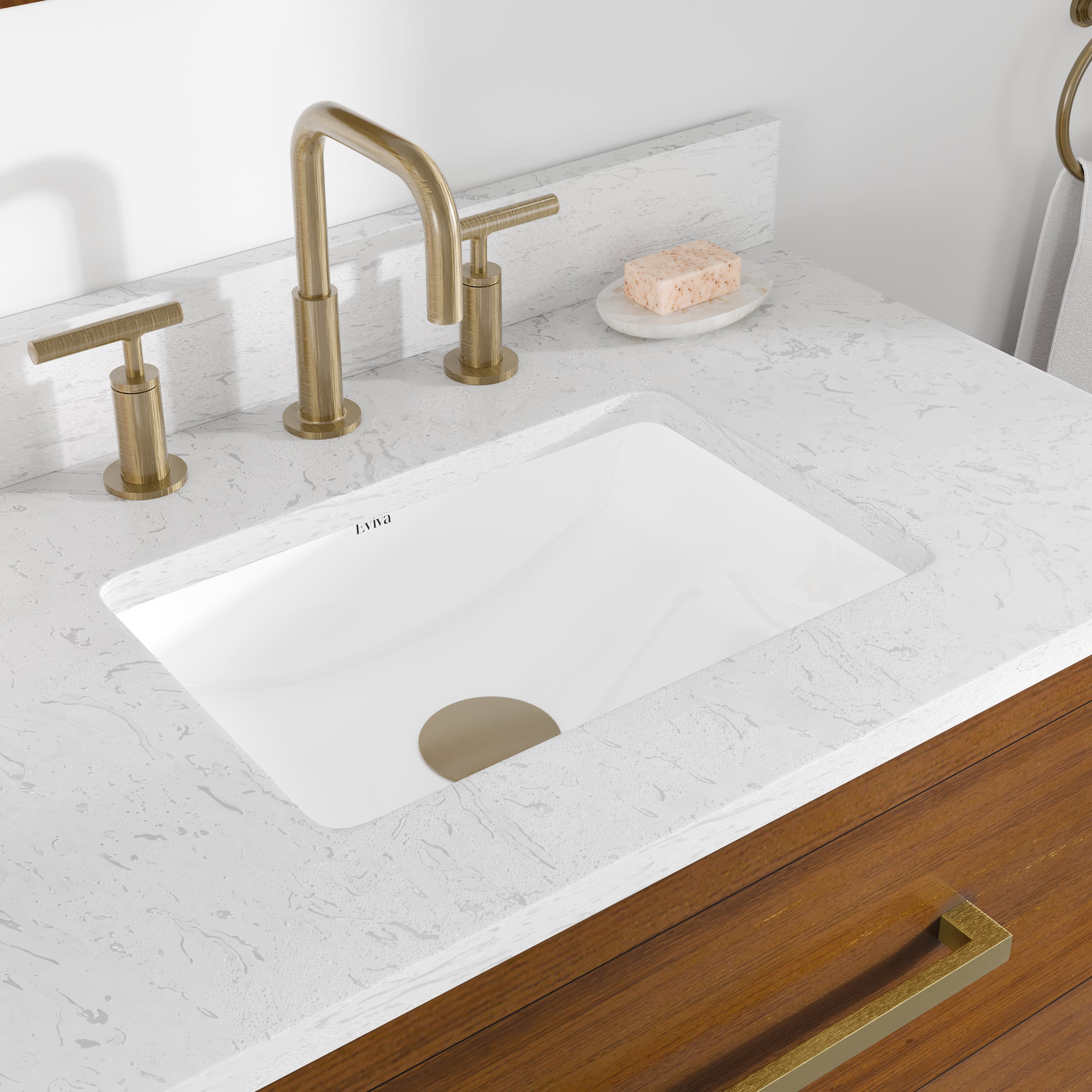 Nora 30 in. Walnut Single Sink Bath Vanity with Arabescato Engineered Stone Top and Undermount Porcelain Sink