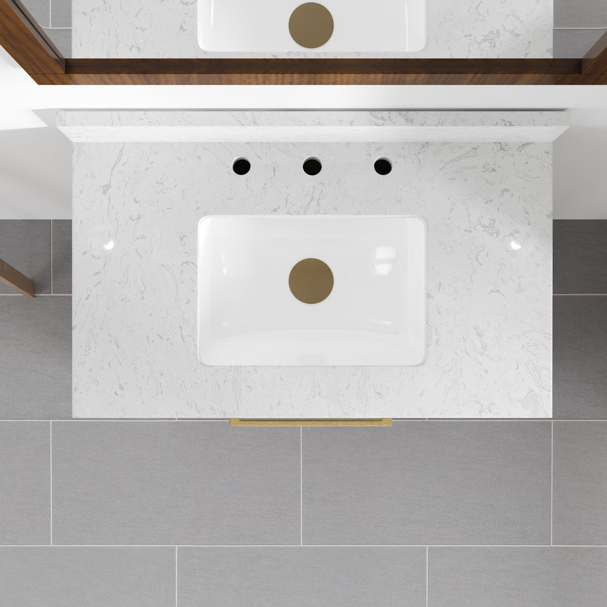 Nora 30 in. Walnut Single Sink Bath Vanity with Arabescato Engineered Stone Top and Undermount Porcelain Sink - Bathroom Vanity by Eviva
