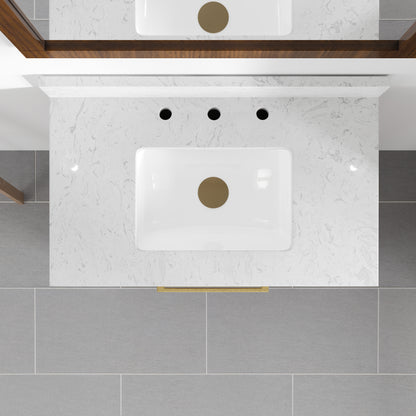 Nora 30 in. Walnut Single Sink Bath Vanity with Arabescato Engineered Stone Top and Undermount Porcelain Sink