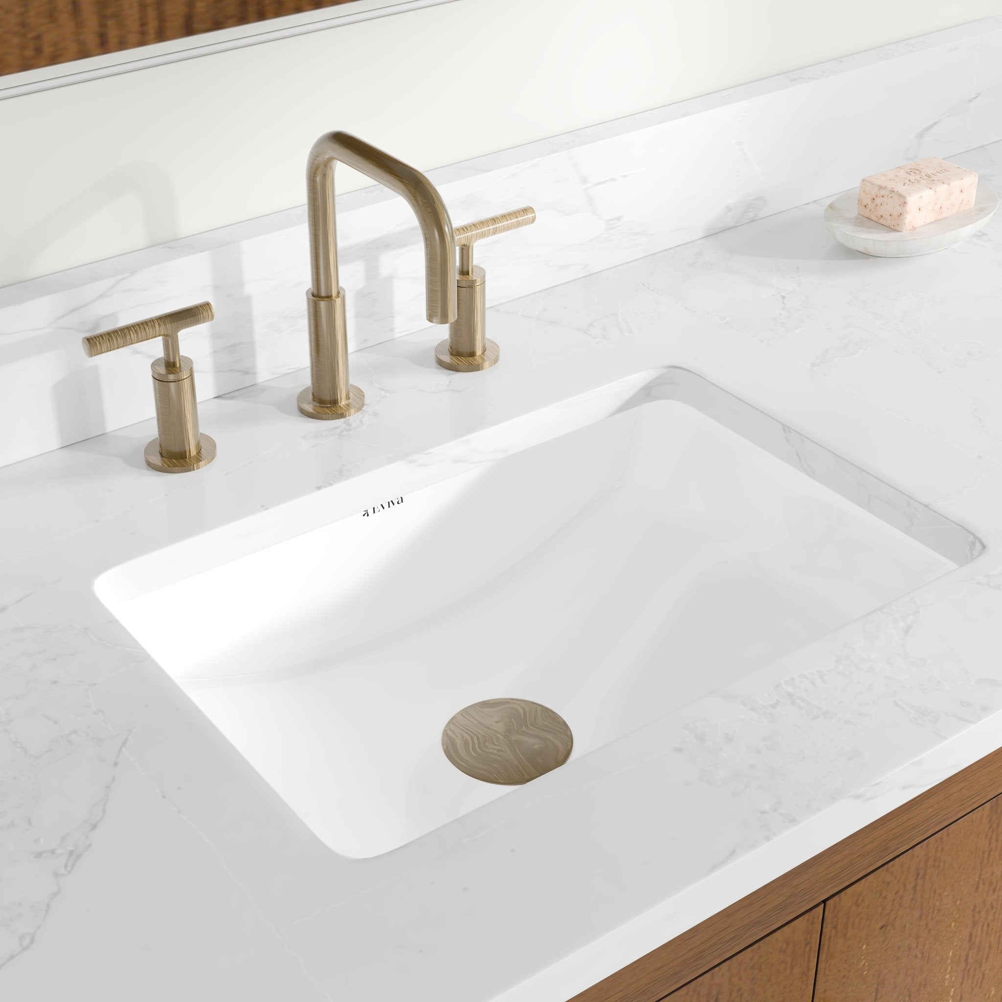 Nora 48 in. Walnut Single Sink Bath Vanity with Arabescato Engineered Stone Top and Undermount Porcelain Sink - Bathroom Vanity by Eviva