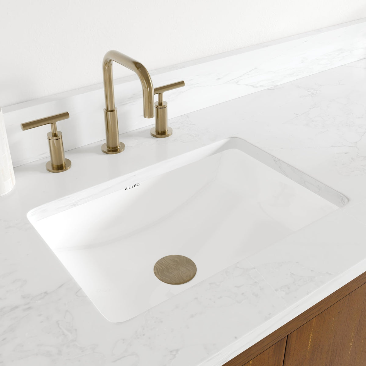 Nora 60 in. Walnut Double Sink Bath Vanity with Arabescato Engineered Stone Top and Undermount Porcelain Sinks - Bathroom Vanity by Eviva