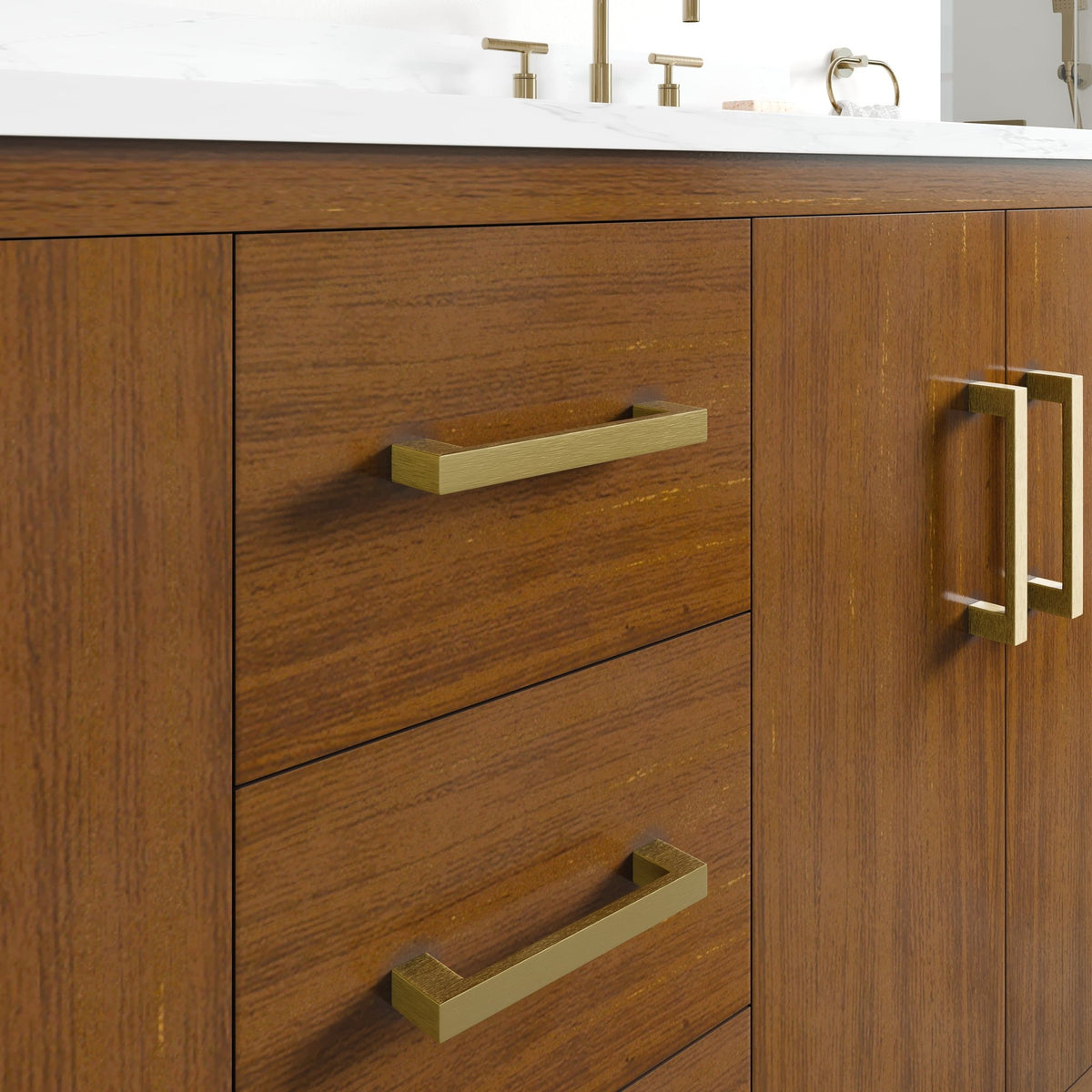 Nora 60 in. Walnut Double Sink Bath Vanity with Arabescato Engineered Stone Top and Undermount Porcelain Sinks - Bathroom Vanity by Eviva