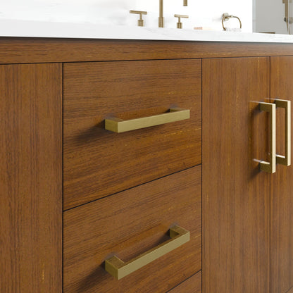 Nora 60 in. Walnut Double Sink Bath Vanity with Arabescato Engineered Stone Top and Undermount Porcelain Sinks - Bathroom Vanity by Eviva