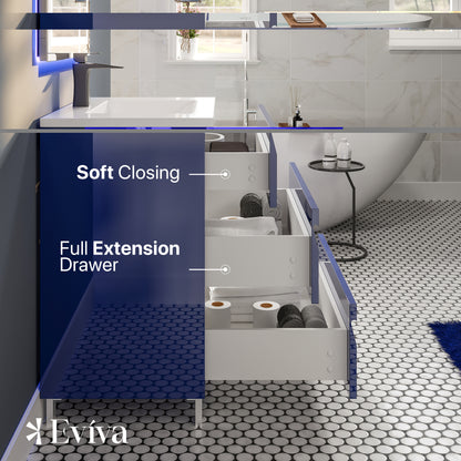 Joy 28 in. Blue Single Sink Bath Vanity with Porcelain Top and Integrated Sink