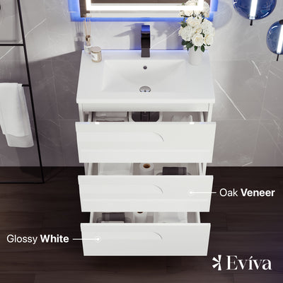 Joy 32"W x 18"D White Bathroom Vanity with White Porcelain Countertop and Integrated Sink