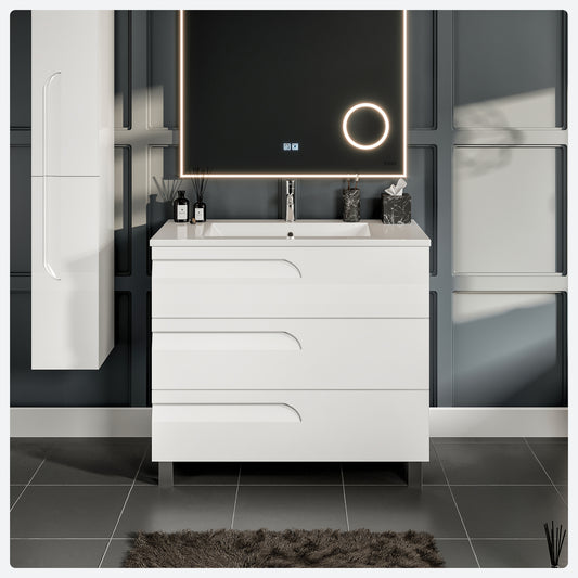 Joy 39"W x 18"D Gray Bathroom Vanity with Porcelain Countertop and Integrated Sink