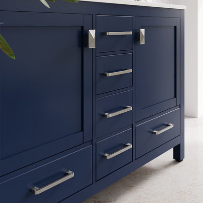 Aberdeen 48 in. Blue Double Sink Bath Vanity with Carrara Quartz Top and Undermount Porcelain Sinks - Bathroom Vanity by Eviva