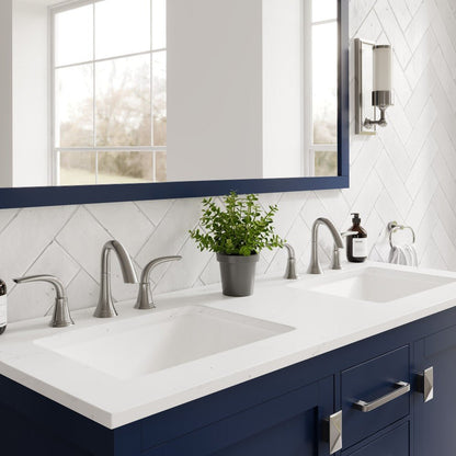 Aberdeen 48 in. Blue Double Sink Bath Vanity with Carrara Quartz Top and Undermount Porcelain Sinks - Bathroom Vanity by Eviva