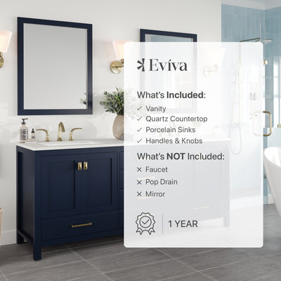 Aberdeen 78"W x 22"D Blue Double Sink Bathroom Vanity with White Carrara Quartz Countertop and Undermount Porcelain Sinks