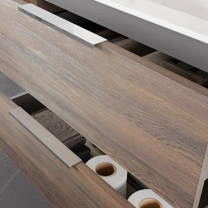 Marina 32 in. Wenge Wall Mount Single Sink Bath Vanity with Porcelain Top and Integrated Sink