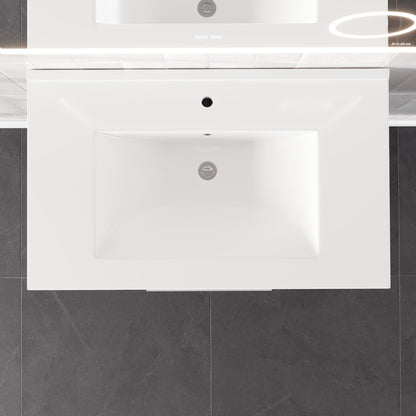 Marina 32 in. Wenge Wall Mount Single Sink Bath Vanity with Porcelain Top and Integrated Sink