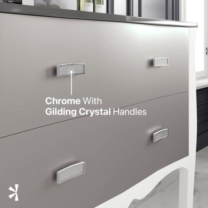 Aranjuez 32 in. White & Silver Single Sink Bath Vanity with Tempered Glass Top and Integrated Sink