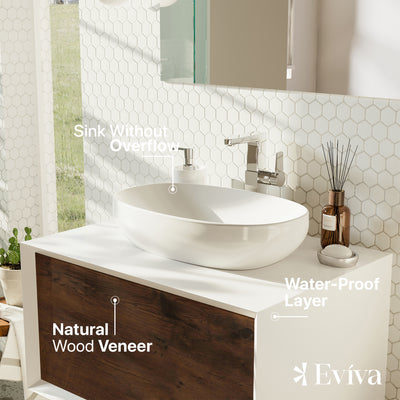 Santa Monica 30"W x 22"D Rosewood Wall Mount Bathroom Vanity with White Acrylic Countertop and Vessel Solid Surface Sink