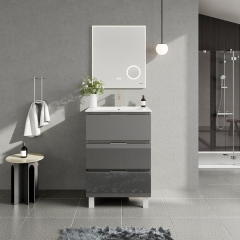 Malmo Bathroom Vanity with White Porcelain Countertop and Integrated Sink