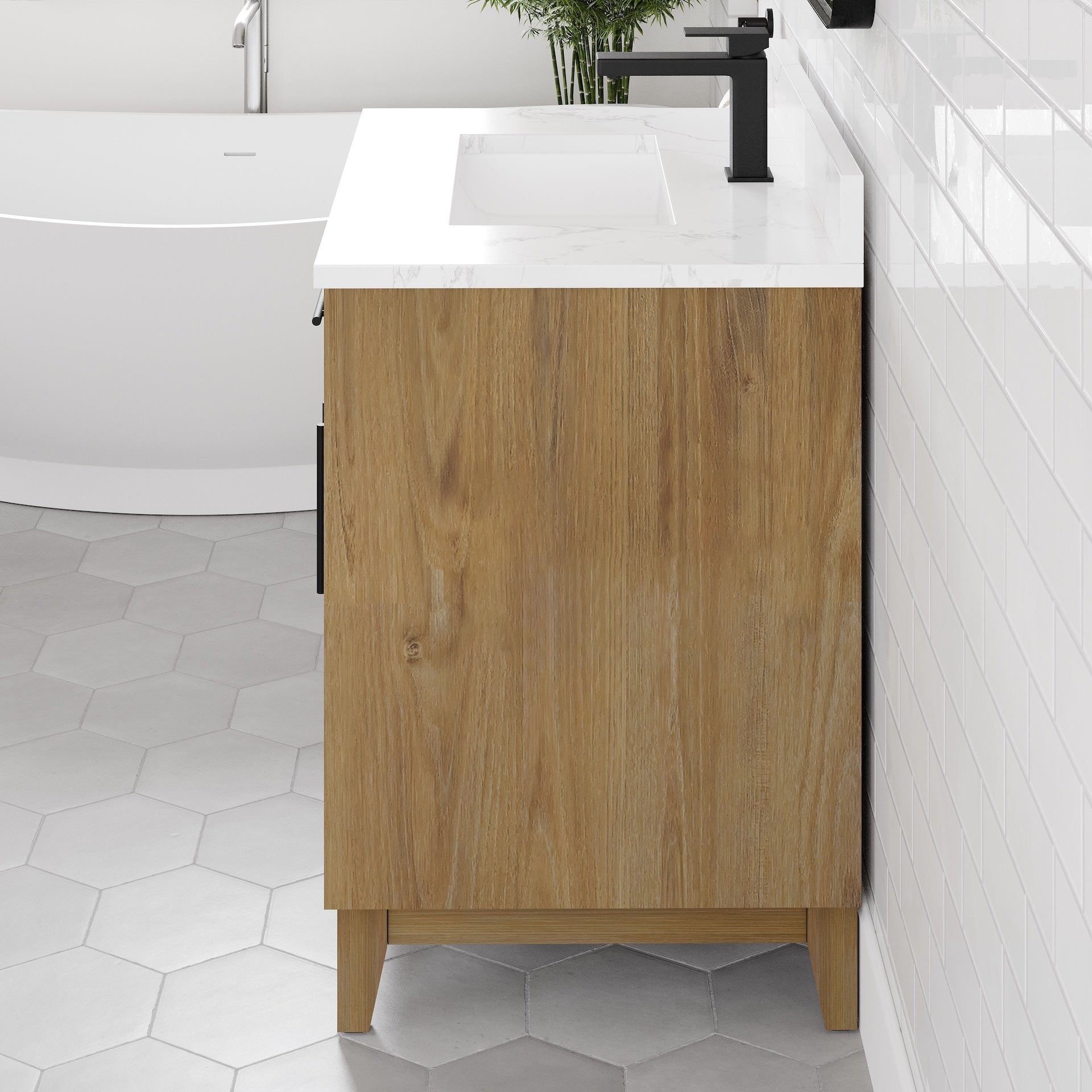 Graham 30 in. Oak Single Sink Bath Vanity with Arabescato Engineered Stone Top and Undermount Porcelain Sink - Bathroom Vanity by Eviva