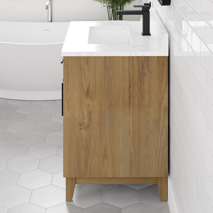 Graham 30 in. Oak Single Sink Bath Vanity with Arabescato Engineered Stone Top and Undermount Porcelain Sink - Bathroom Vanity by Eviva
