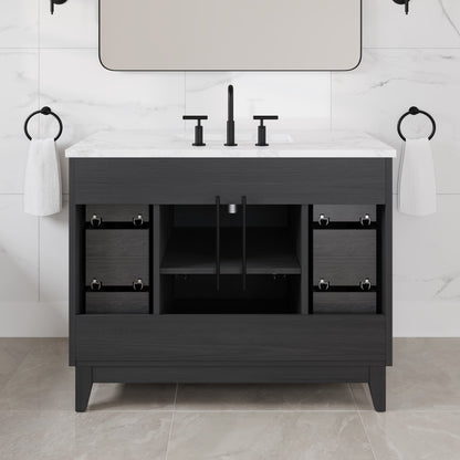 Graham 42 in. Blackwood Single Sink Bath Vanity with Arabescato Engineered Stone Top and Undermount Porcelain Sink