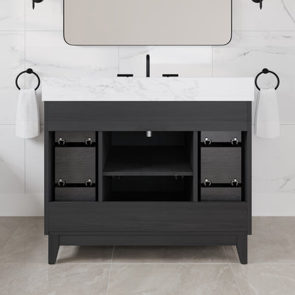Graham 42 in. Blackwood Single Sink Bath Vanity with Arabescato Engineered Stone Top and Undermount Porcelain Sink - Bathroom Vanity by Eviva