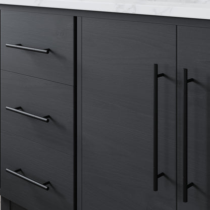 Graham 60 in. Blackwood Single Sink Bath Vanity with Arabescato Engineered Stone Top and Undermount Porcelain Sink - Bathroom Vanity by Eviva