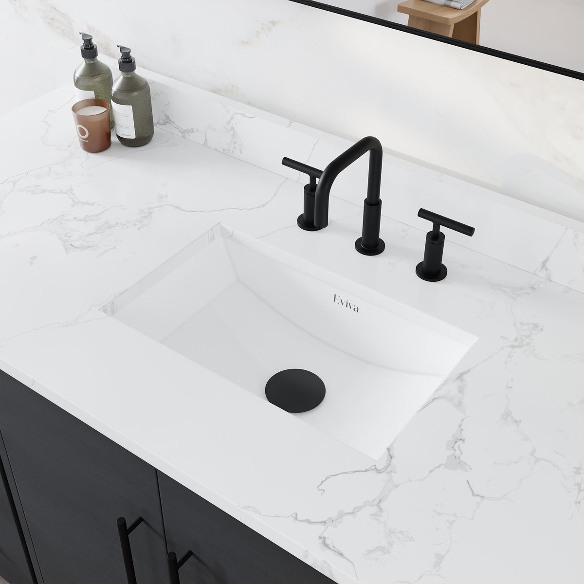 Graham 60 in. Blackwood Single Sink Bath Vanity with Arabescato Engineered Stone Top and Undermount Porcelain Sink - Bathroom Vanity by Eviva